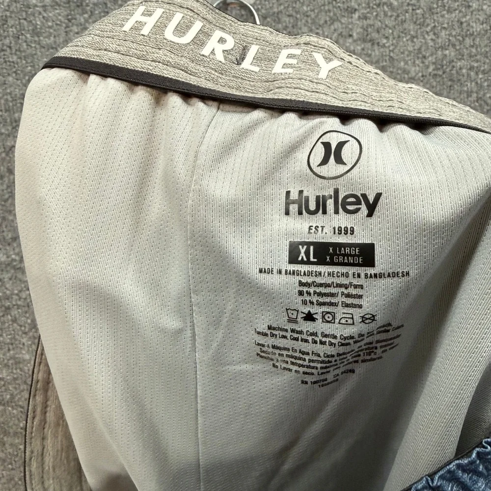 Hurley Board Shorts Mens XL‎ Blue Striped Colorblock Swim Trunks Surf Gym Beach